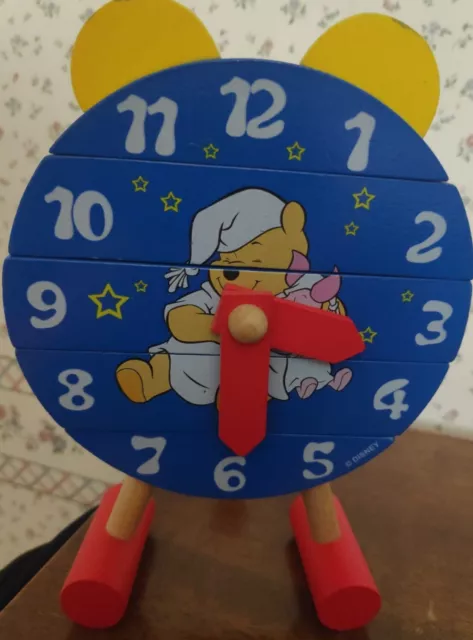 Quadrante Orologio Didattico per Bambini Winnie the Pooh in legno COME NUOVO
