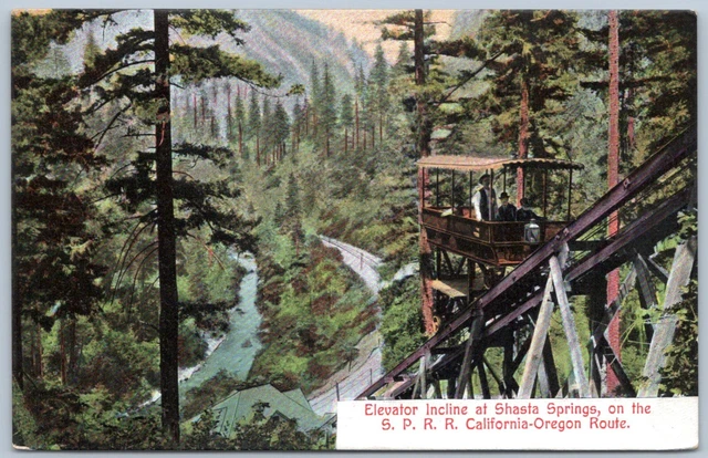 Postcard Elevator Incline Shasta Springs Southern Pacific RR CA OR Route P6D