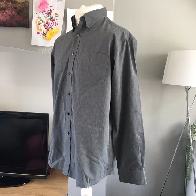 Camicia uomo vintage, St Michael camicia a righe grigio non ferro 15,5"" colletto in perfette condizioni