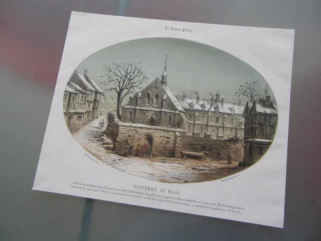Litografía 1850 El Convento Saint Eloi Le Vieux Paris