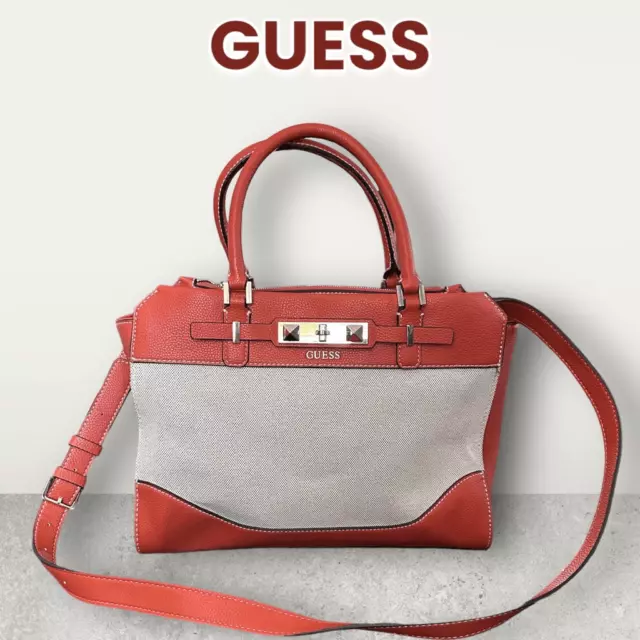 Guess Raffie Borsa a Mano Shoulder/Satchel/Top Handle/Tote Bag - Large Orange &