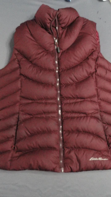 EDDIE BAUER GOOSE Down Vest Sz L Woman Maroon/Burgundy £17.86 - PicClick UK