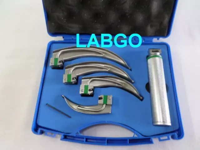 Conventional Laryngoscope Kit Set of 4 Blades & Handle in Case  LABGO 308