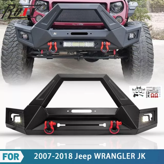 Front Bumper for 2007-2018 Jeep Wrangler JK JKU JT w/LED Lights Winch Plate