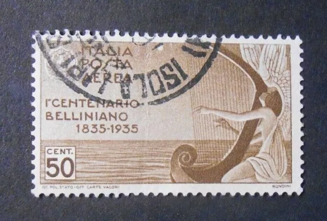 ITALIA, ITALY REGNO 1935 " Vincenzo BELLINI " 50c bruno Posta Aerea USED ss.A91