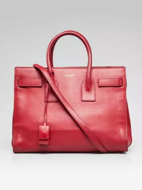 Yves Saint Laurent Red Leather Small Sac de Jour Bag