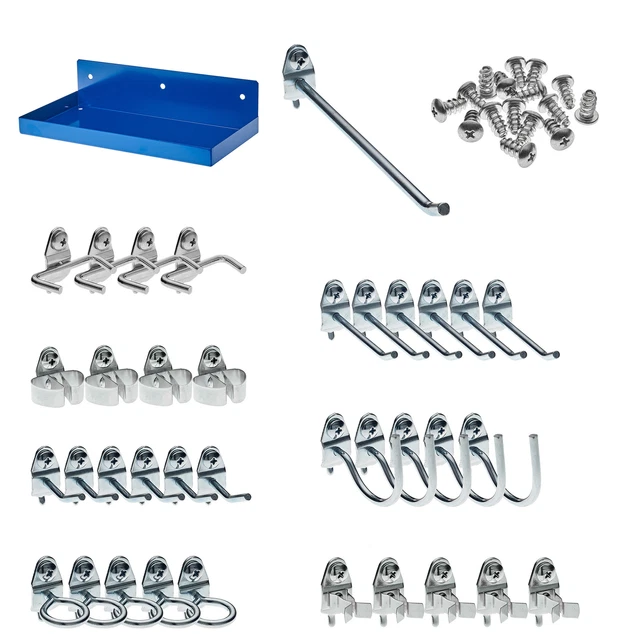 Triton Products DuraHook Steel Locking Pegboard Shelf & Hooks- 12inWx6inD Blue