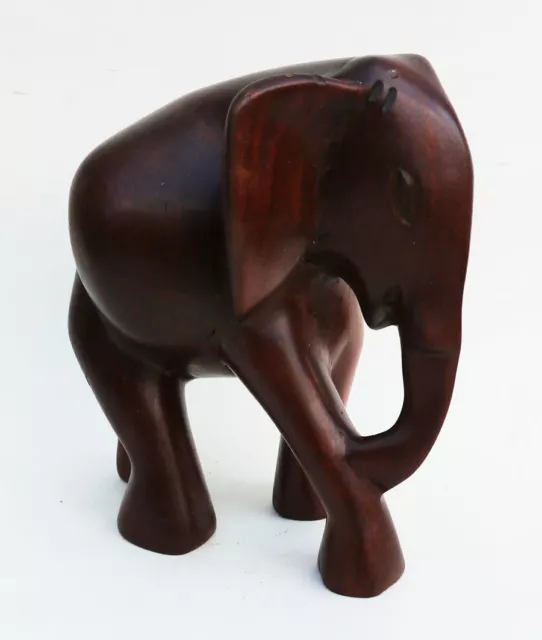 Large Elephant Sculpture - Good Quality Vintage Hand Carved Solid Hard Wood