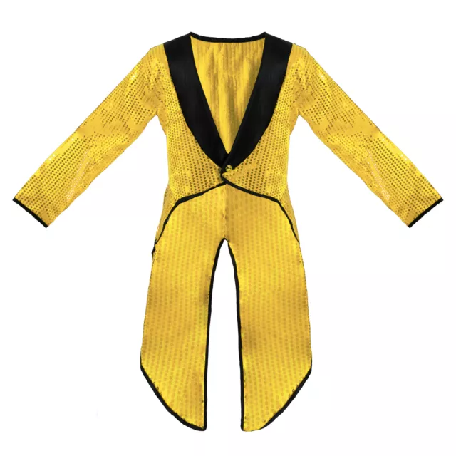 Gold Sequin Tailcoat Unisex Cabaret Fancy Dress Circus Ringmaster Dance Costume