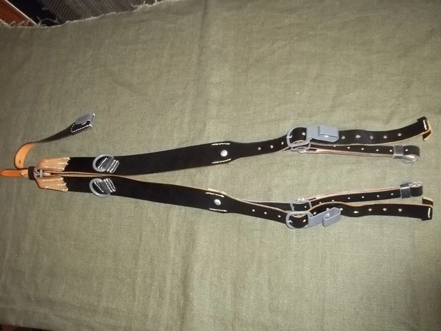 WW2 German Mid to Late War Leather Y-Straps D-rings Slanted Style