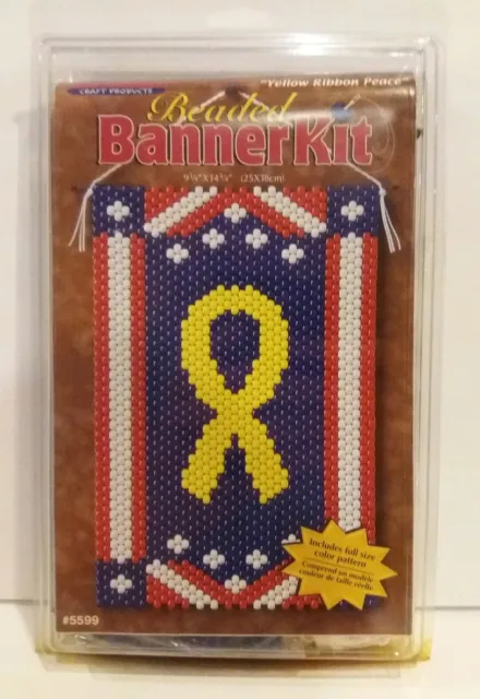 The Beadery "Yellow Ribbon Peace“ Beaded Banner Kit 9 3/4" X 14 3/4" #5599 New