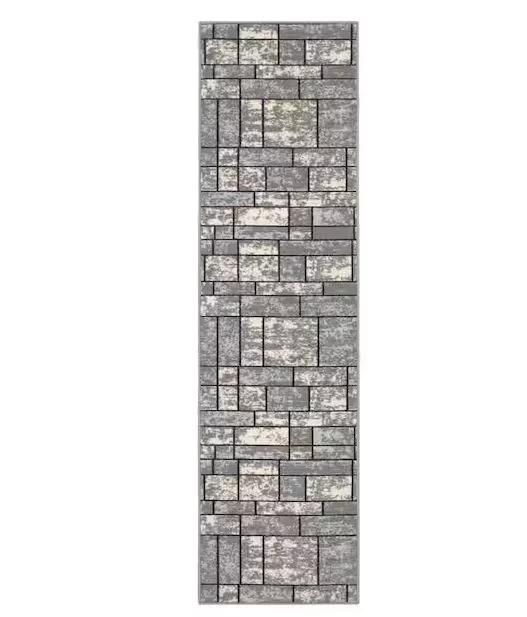 Alfombra antideslizante de diseño de cajas de goma 2x7 interior runner gris