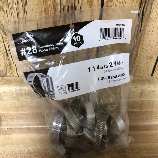 10pc Ideal Tridon Hose Clamps Stainless Steel #28,  1 1/4” To 2 1/4” New