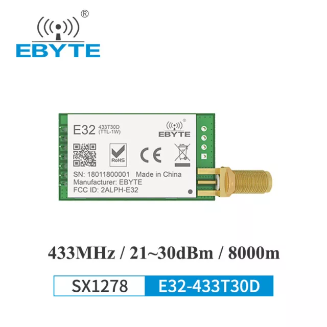 EBYTE LoRa Module 433MHz E32-433T30D 30dBm Long Range 433 MHz Transceiver