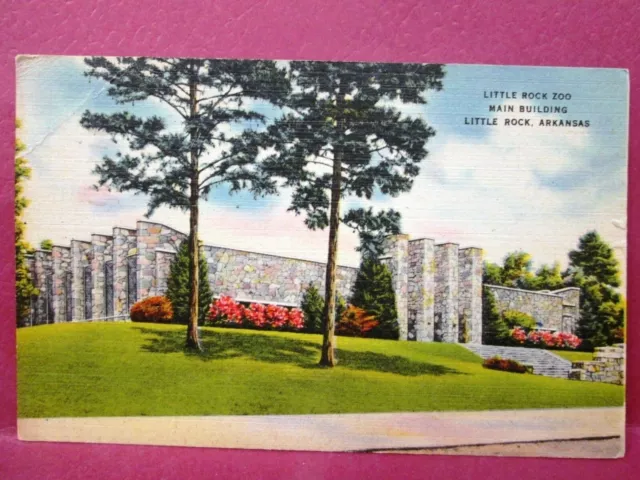 Postcard AR Little Rock Main Building Little Rock Zoo