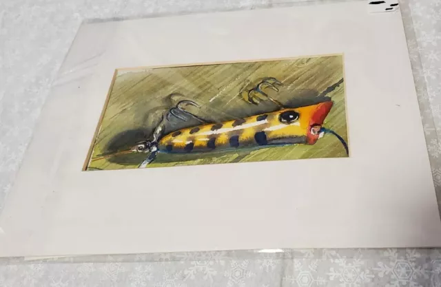 Watercolor Painting Fishing Lure Fish Bait Hook