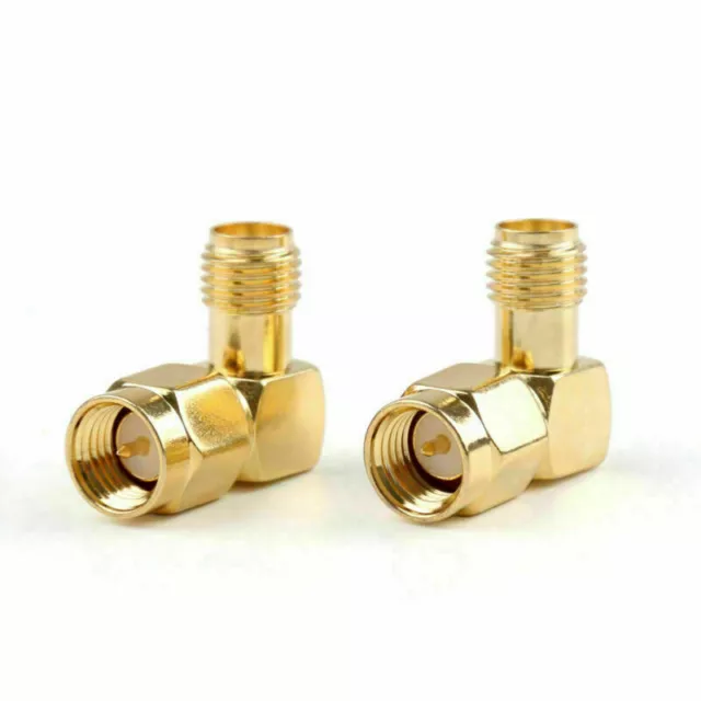 2xSMA Female Jack To SMA Male Plug Right Angle 90 Degree RF Connector Adapter UK 2