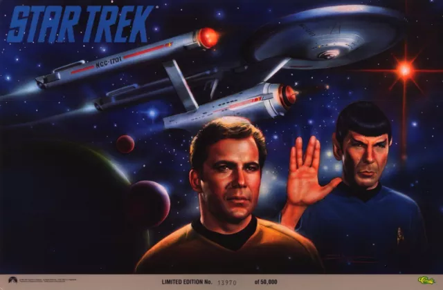 STAR TREK POSTER~Vintage 1992 Limited Edition #'d Kirk/Spock Shatner/Nimoy NOS~