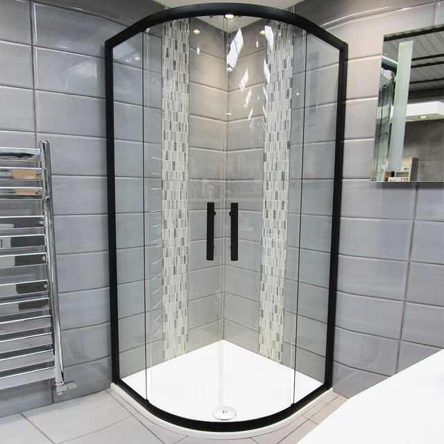 BLACK OFFSET QUADRANT Sliding Door 6mm Shower Enclosure Corner Cubicle