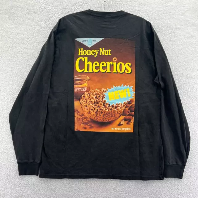 Kith Shirt Mens Small Cheerios Box Relaxed Fit Black Long Sleeve Vintage Tee New