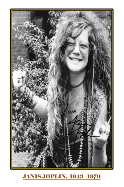 Janis Joplin signed 12x18 inch photograph poster - Big Brother Holding Company