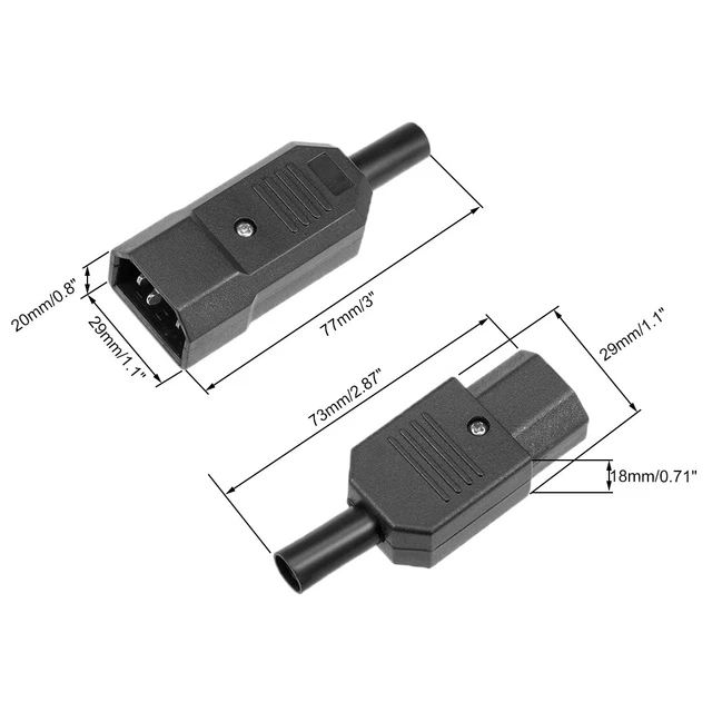 2x 3 Pin Presa IEC C14 A Quadrifoglio Spina C5 Adattatore Convertitore