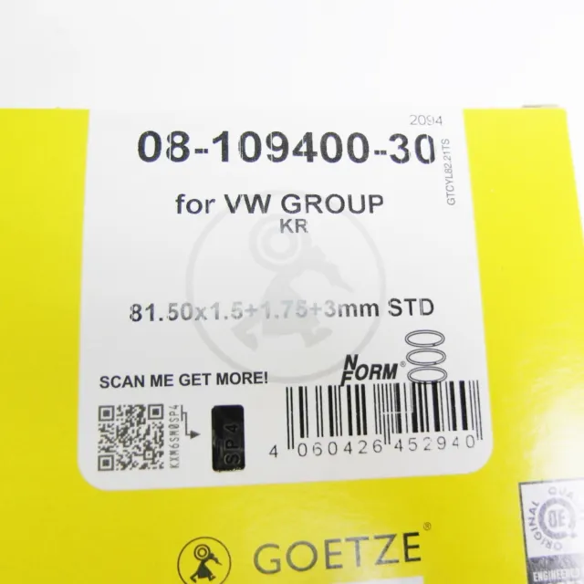 4 ensembles de bagues de piston revêtues GÖTZE 81 mm 1,8 L 16V G60 PG KR PL 16VG60 Turbo 2