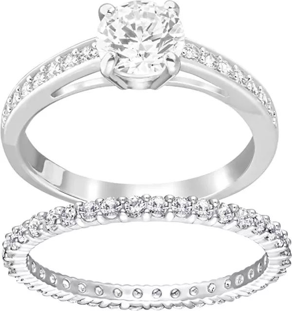 Swarovski | I Do Ring Set ✪New✪ 5184981 Rare Retired 50 Czwh/Rhs 5 Attract Usa