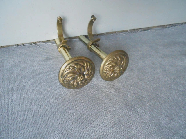 Pair French Vintage Brass TIE BACKS for CURTAIN RODs
