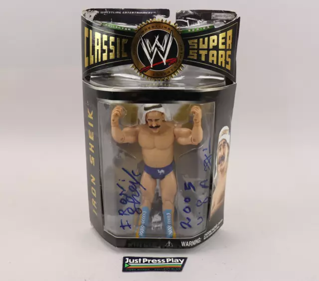Authentic Hand Signed 2004 Jakks WWE WWF Classic Super Stars Iron Sheik Figure