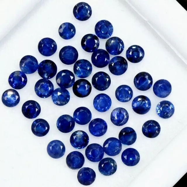 Vente en Lot De 4mm Rond Facette Saphir Naturel Bleu Desseré Calibré Gemme