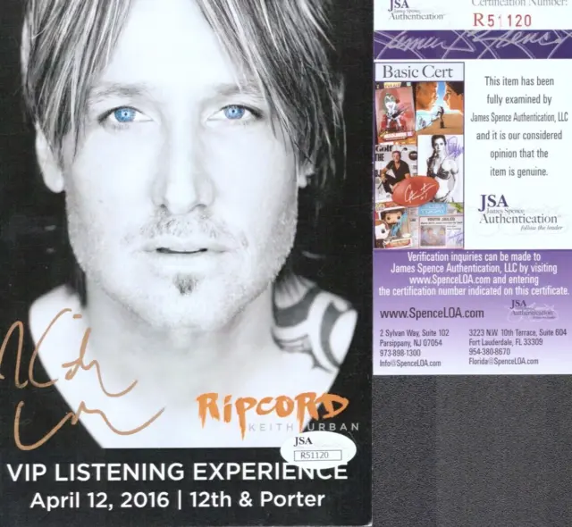 KEITH URBAN Signed Autograph 5x7 Ripcord Concert Flyer JSA COA Somebody Like You
