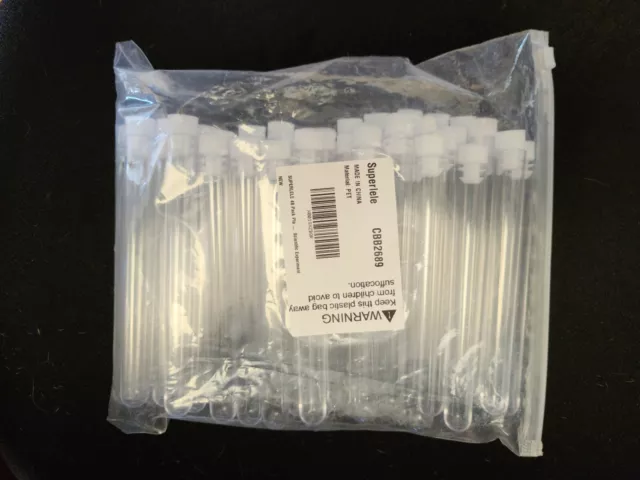 SUPERLELE 48 Pack Plastic Test Tubes with Caps - 6"