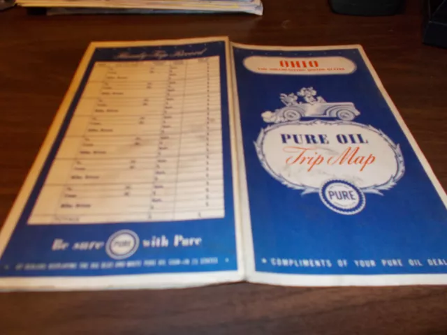 1947 Pure Oil OHIO Vintage Road Map