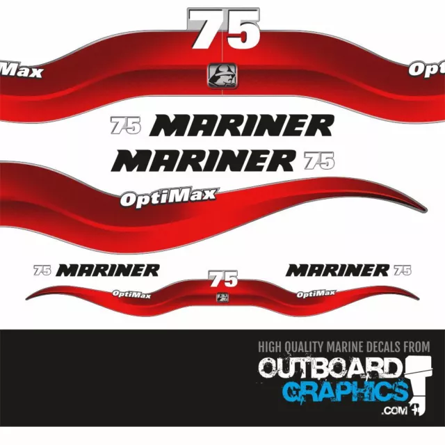 Mariner 75hp Optimax outboard decals/sticker kit