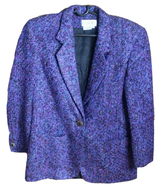 Vintage Gilmor Knit Blazer Jacket Purple One Button Women’s Size 6
