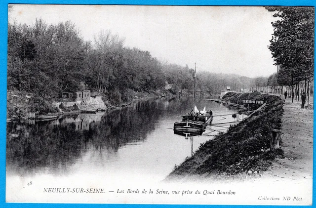 Cpa 92 Neuilly Sur Seine - Les Bords De La Seine, Vue Prise Du Quai Bourdon
