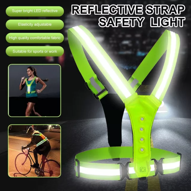 High Visibility LED Reflective Running Vest For Night Walking Cycling Safety AU