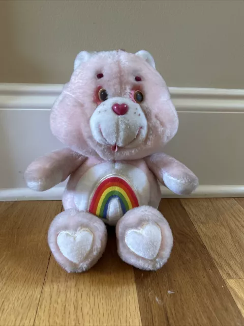 Vintage Care Bears Cheer Bear 13" Pink Rainbow Plush Stuffed Animal Kenner 1983