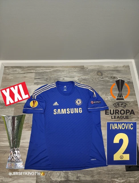 🇬🇧 Adidas Chelsea Ivanović#2 12/13 Europa Final Football Soccer Jersey XXL