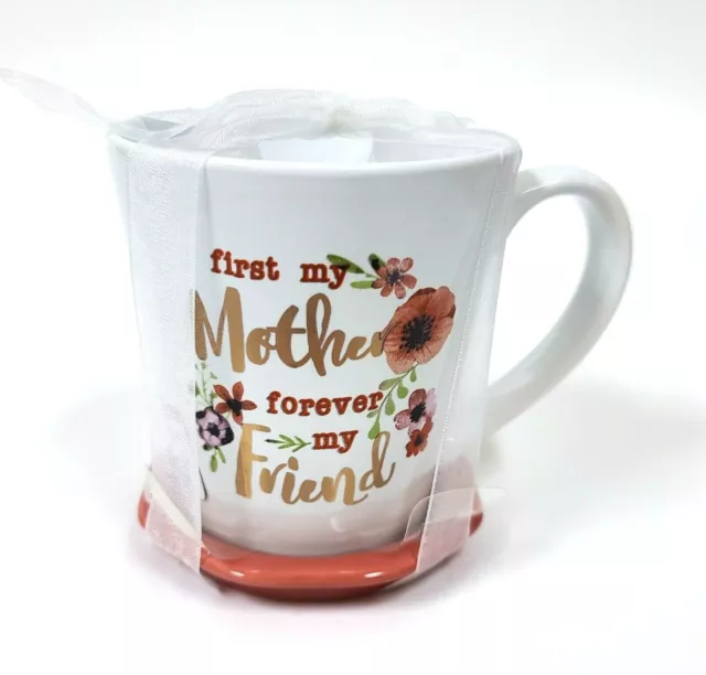 Nuovo Set Di Floreale Tazza Caffè Tazza Corallo Piattino,' Primo My Mother