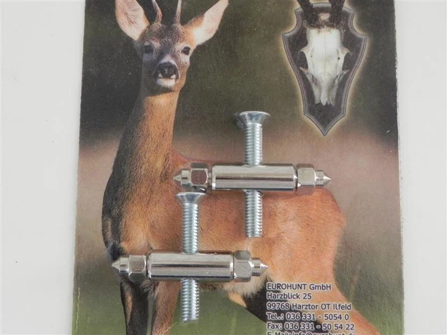 Trophäenhalter Metal Blister Paquete Eurohunt para Corzo 2er Ciervo Bock Nuevo 3
