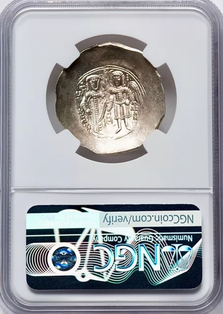 1185-1195 Byzantine Empire Isaac II EL Aspron Trachy 30mm 3.96g NGC MS 3