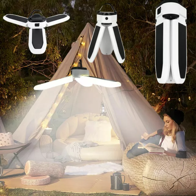 LED Solarleuchte Außen Camping Lampe Zelt Licht Laterne USB Aufladbar Notlichter