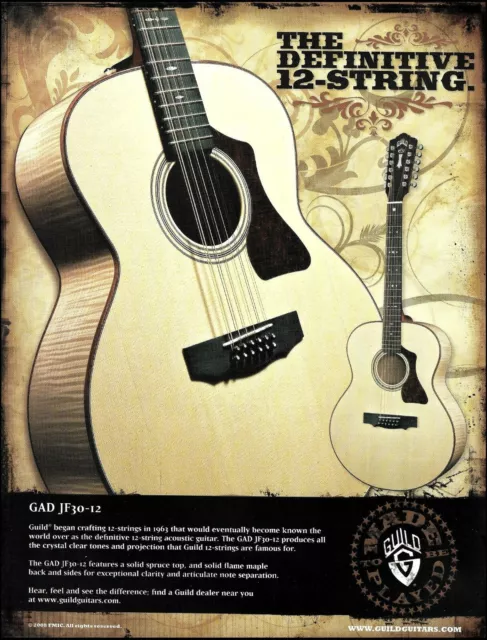 Guild GAD JF30-12 2008 12-string acoustic guitar advertisement 8 x 11 ad print