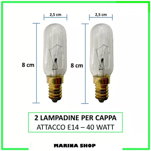 2 PZ LAMPADINA per Cappa Aspirante Lampada Trasparente Incandescenza E14 40  WATT EUR 4,99 - PicClick IT