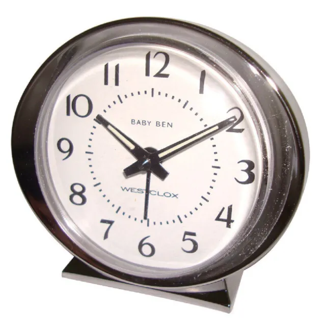 Westclox 11611QA Stainless Steel Silver Analog Battery Alarm Clock 3-1/2 L in.