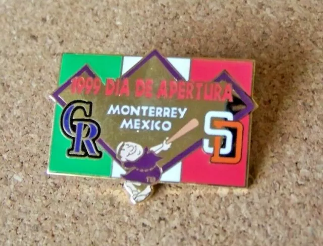 1999 Colorado Rockies SD San Diego Padres Monterrey Mexico Opening Day pin