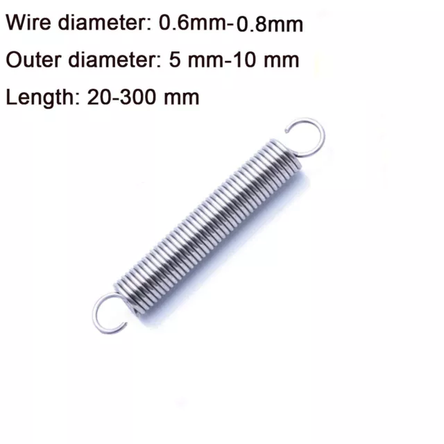 Wire Dia 0.6-0.8mm 304 Stainless Steel Dual Hook Small Extension Tension Spring