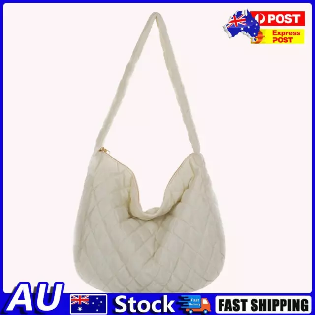 Women Retro Checkered Shoulder Bag Female Quilted Crossbody Bags (White) AU